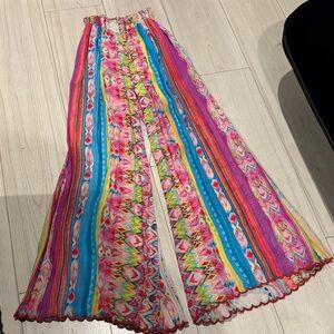 Johnny Was Multicolor Stripe & Ikat Flare Pants